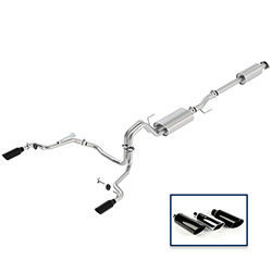 2015-2020 F-150 2.7L CAT-BACK TOURING EXHAUST SYSTEM - REAR EXIT, BLACK CHROME TIPS